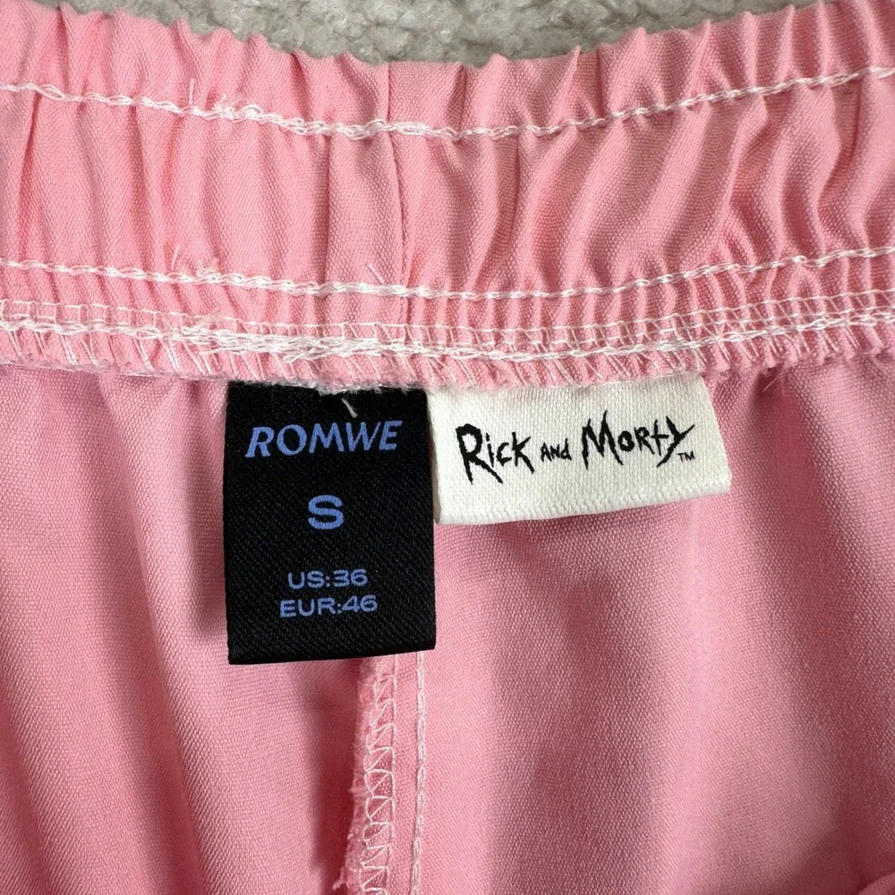 Rick and Morty Athletic Romwe Shorts Mens Small Pink Cartooncore Retro Sporty
